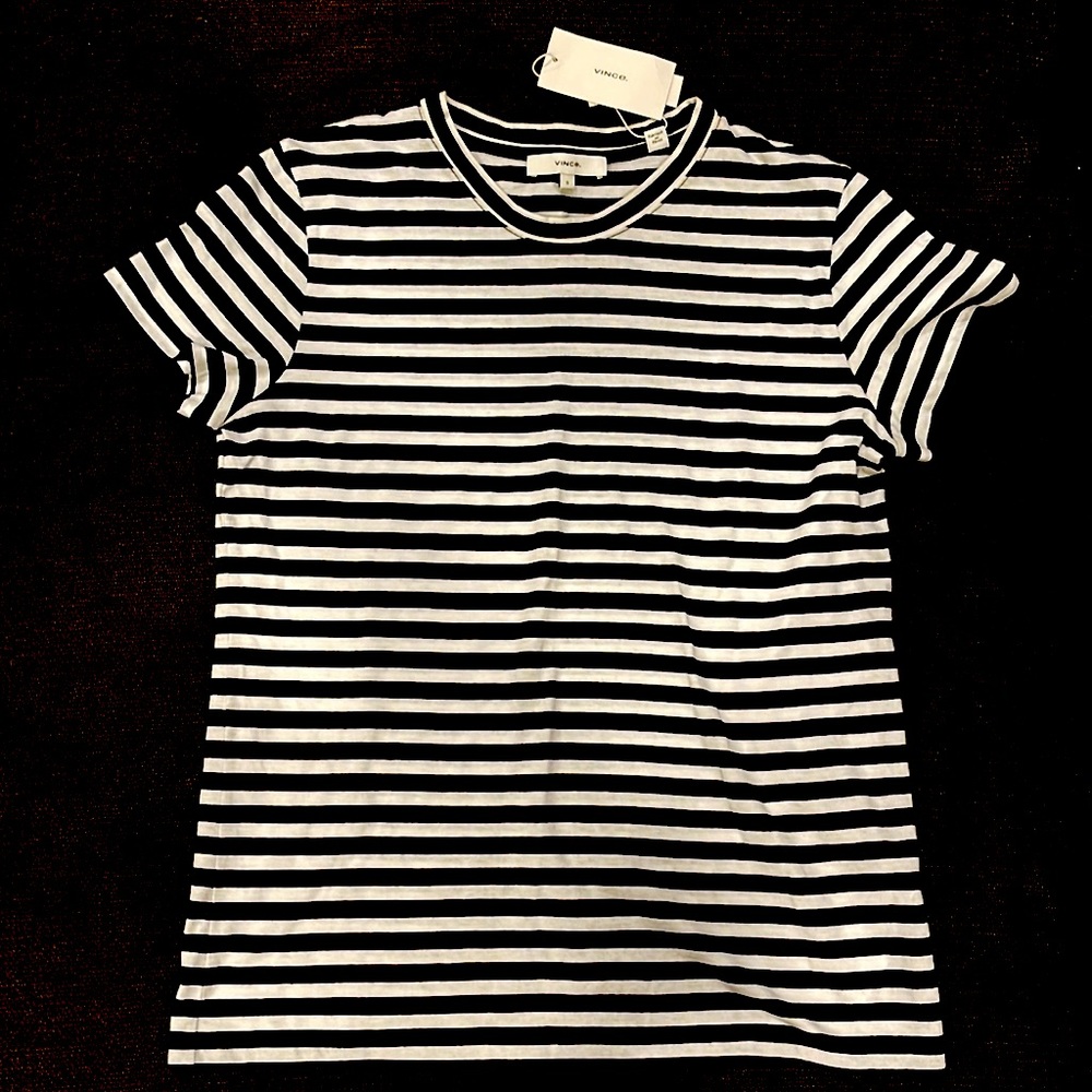 VINCE NWT Black White Striped Tee Shirt S
